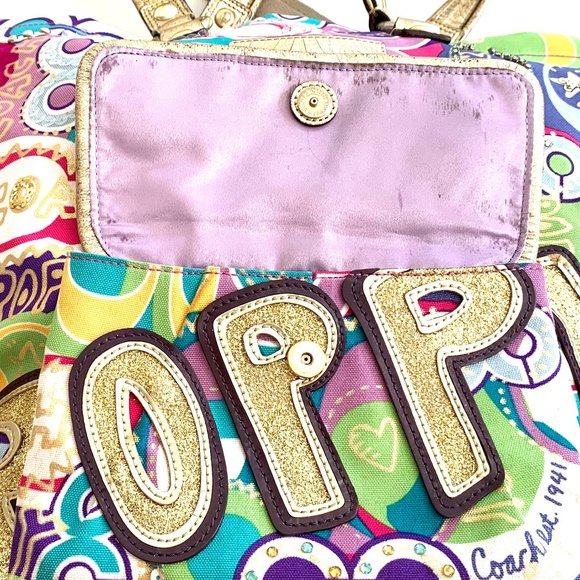 Limited Edition Coach Poppy Pop C Large Spotlight Sequins gems glitter metallic - Picture 11 of 16